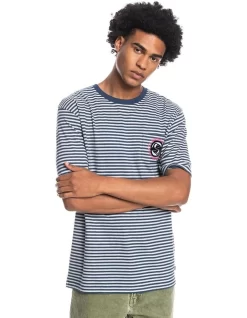 Quiksilver Striped T-Shirt Dark Navy