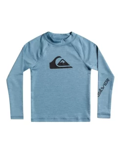 Quiksilver All Time Long Sleeve Surf Tee In Provincial Blue Heather