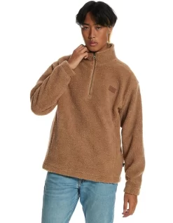Quiksilver Bogong Gum Half Zip Fleece In Tannin