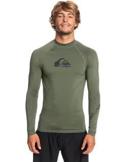Quiksilver All Time Long Sleeve Upf 50 Rash Vest In Thyme