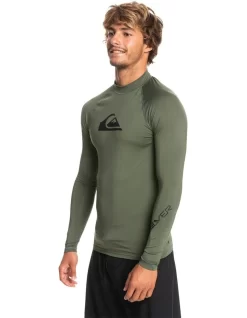 Quiksilver All Time Long Sleeve Upf 50 Rash Vest In Thyme -Quiksilver 933863590 3 720x928