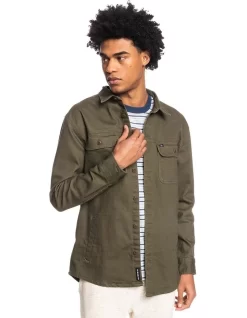 Quiksilver Budle Stretch Long Sleeve Shirt In Grape Leaf