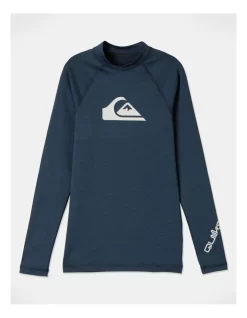 Quiksilver All Time Long Sleeve Youth Rashguard In Navy