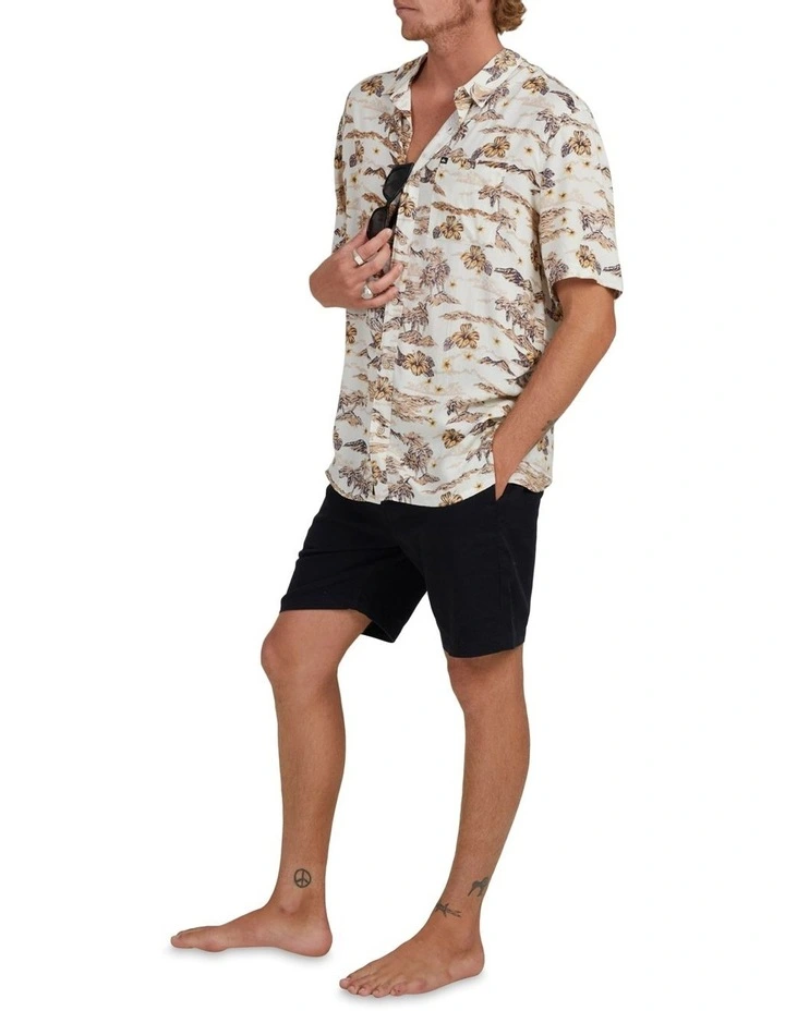 Quiksilver Sunset Short Sleeve Shirt In Stone 5 Quiksilver Sunset Short Sleeve Shirt In Stone - Image 3