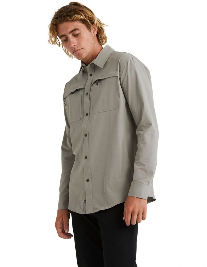 Quiksilver Landing Fish Shirt In Light Grey Heather 5 Quiksilver Landing Fish Shirt In Light Grey Heather - Image 3
