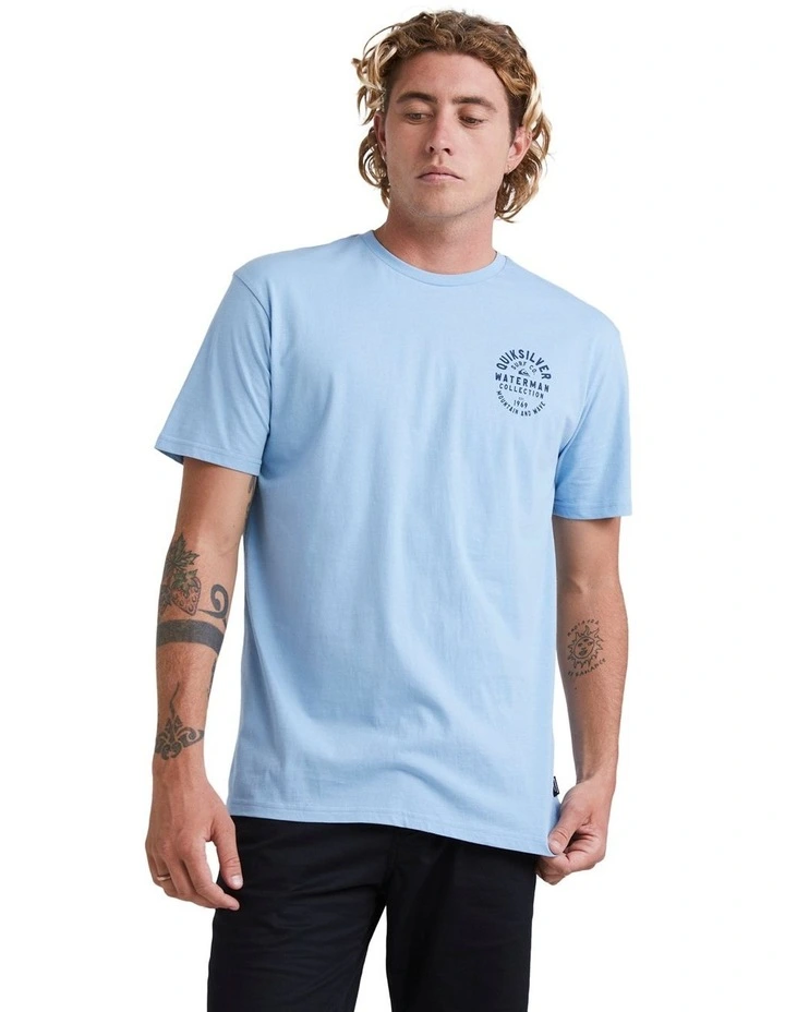 Quiksilver Line Dropper Short Sleeve T-Shirt In Dusk Blue 3 Quiksilver Line Dropper Short Sleeve T-Shirt In Dusk Blue