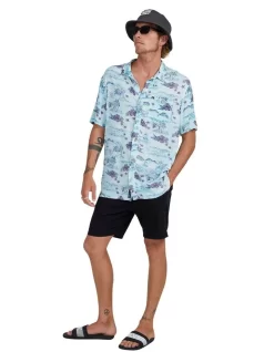 Quiksilver Sunset Short Sleeve Shirt In Ice Blue -Quiksilver 959118670 4 720x928