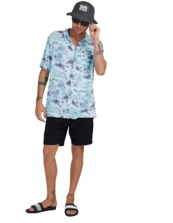 Quiksilver Sunset Short Sleeve Shirt In Ice Blue -Quiksilver 959118670 5 720x928