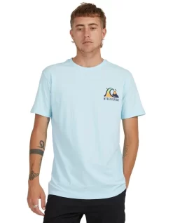 Quiksilver River Bend Short Sleeve T-Shirt In Iced Aqua