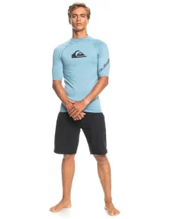 Quiksilver All Time Short Sleeve Rash Vest In Provincial Blue Heather -Quiksilver 960607810 4 720x928