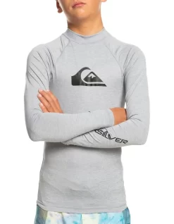 Quiksilver All Time Long Sleeve Rashguard In Grey