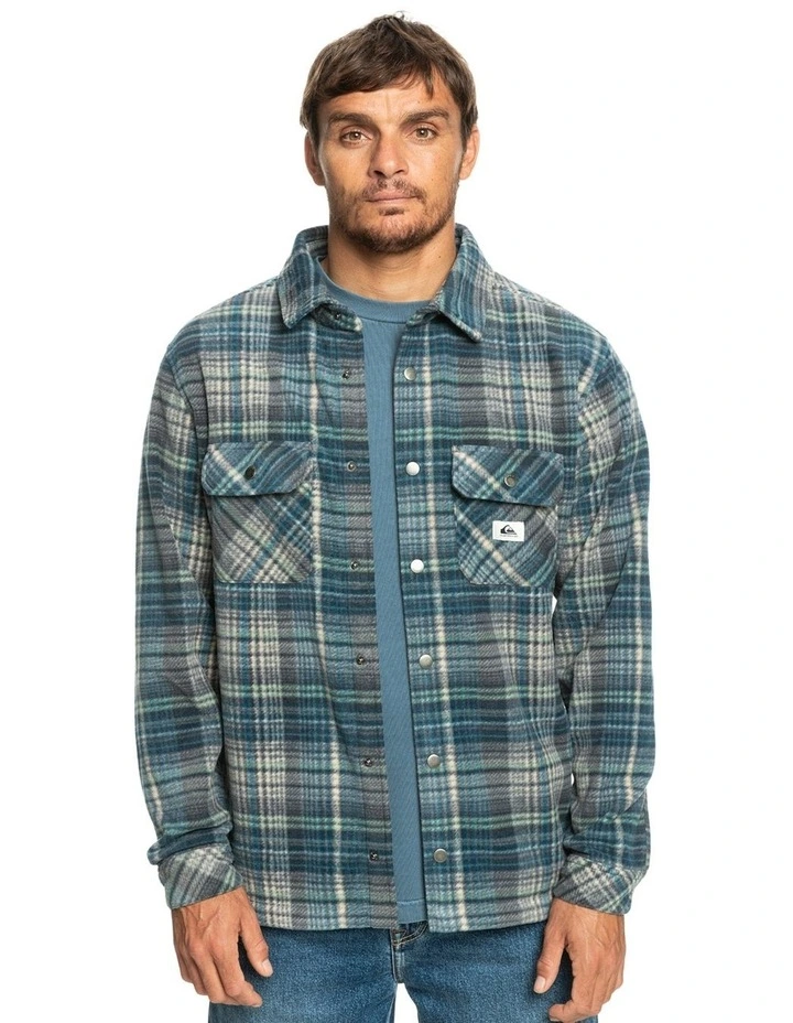 Quiksilver Surf Days Long Sleeve Fleece Shirt In Blue 3 Quiksilver Surf Days Long Sleeve Fleece Shirt In Blue