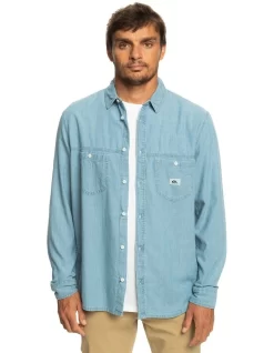 Quiksilver Authentic Paradise Long Sleeve Denim Shirt In Blue