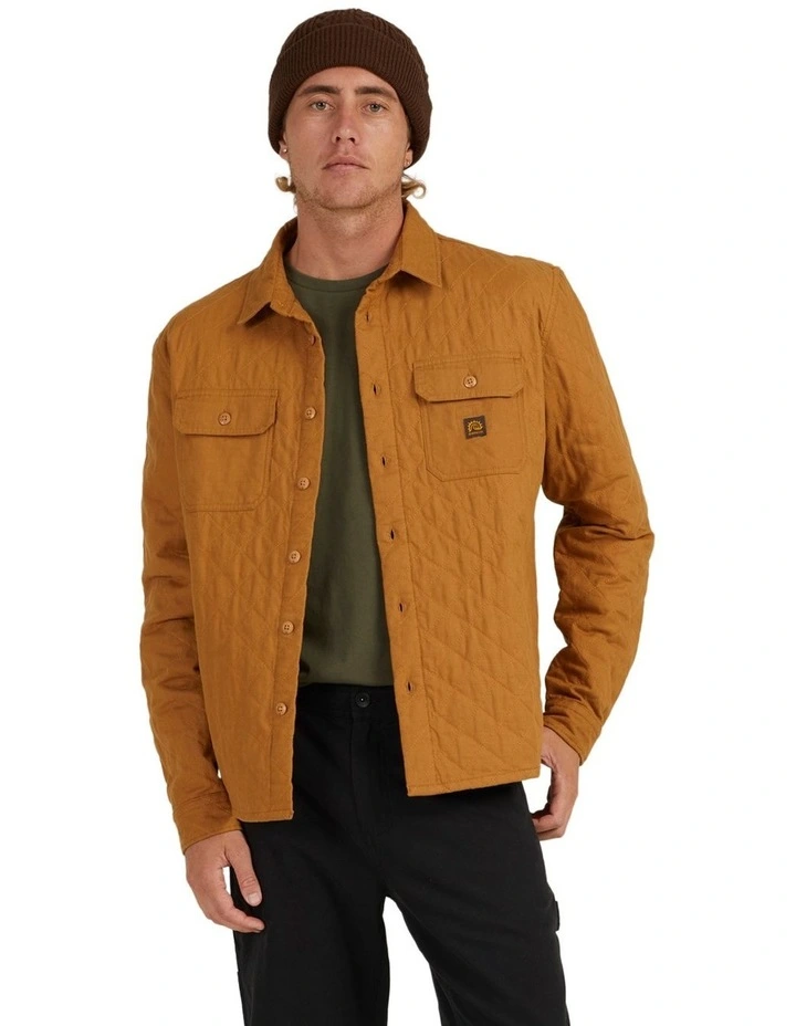 Quiksilver Ambient Long Sleeve Quilted Overshirt In Brown 3 Quiksilver Ambient Long Sleeve Quilted Overshirt In Brown