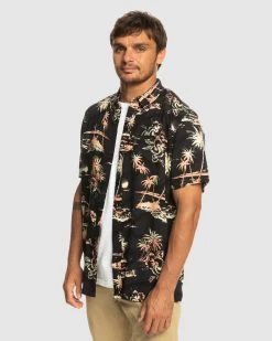 Quiksilver Mens Airflow Viscose Ss Shirt -Quiksilver BLACK AIRFLOW MENS CLOTHING QUIKSILVER SHIRTS EQYWT04475 KVJ6 2