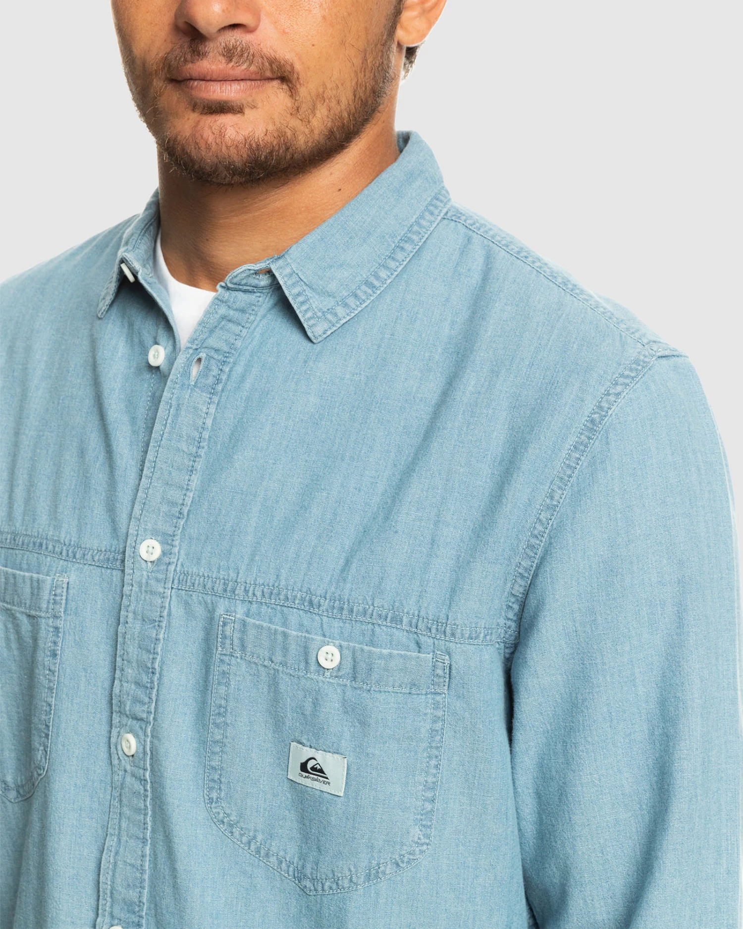 Quiksilver Mens Authentic Paradise Ls Denim Shirt 6 Quiksilver Mens Authentic Paradise Ls Denim Shirt - Image 4