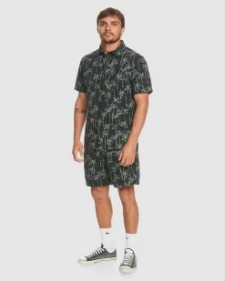 Quiksilver Mens Painted Palm Ss Shirt -Quiksilver LAUREL WREATH MENS CLOTHING QUIKSILVER SHIRTS EQYWT04505 KVJ6 6