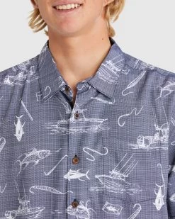 Quiksilver Mens Line Spinner Ss Shirt -Quiksilver MEDIEVAL BLUE LINE MENS CLOTHING QUIKSILVER SHIRTS AQMWT03479 BTE6 4