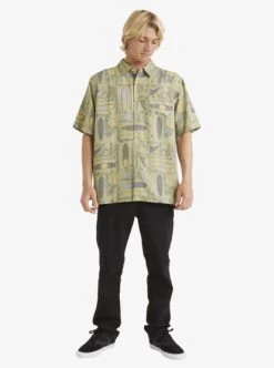 Quiksilver Mens Long Boards Short Sleeve Shirt -Quiksilver aqmwt03506 quiksilverw brn9 frt9