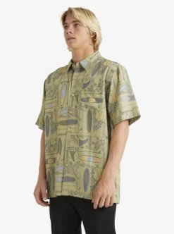 Quiksilver Mens Long Boards Short Sleeve Shirt -Quiksilver aqmwt03506 quiksilverw brn9 sd1